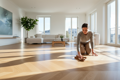 Soggiorno moderno con pulizia parquet