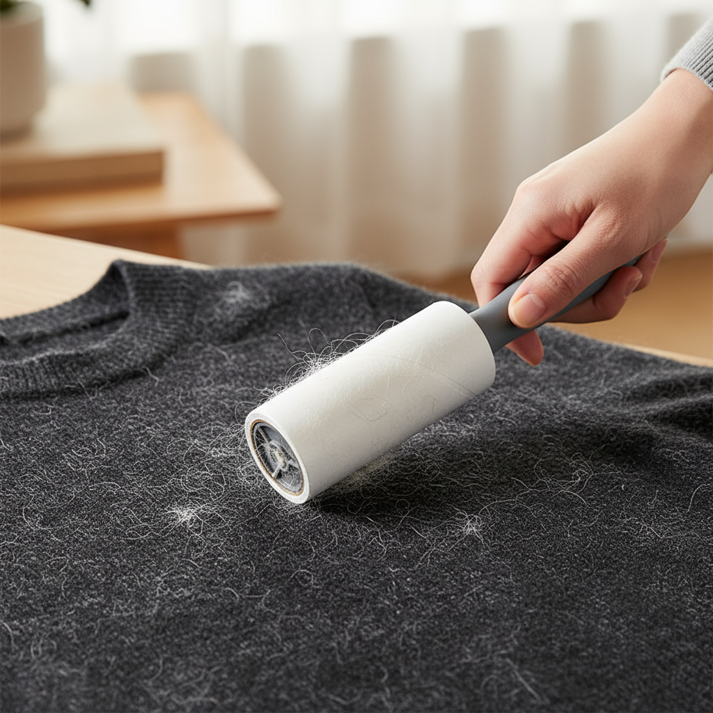 Spazzola in uso su maglione