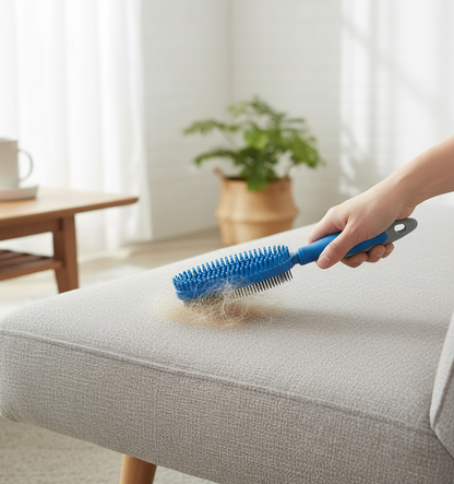 Spazzola in uso sul divano