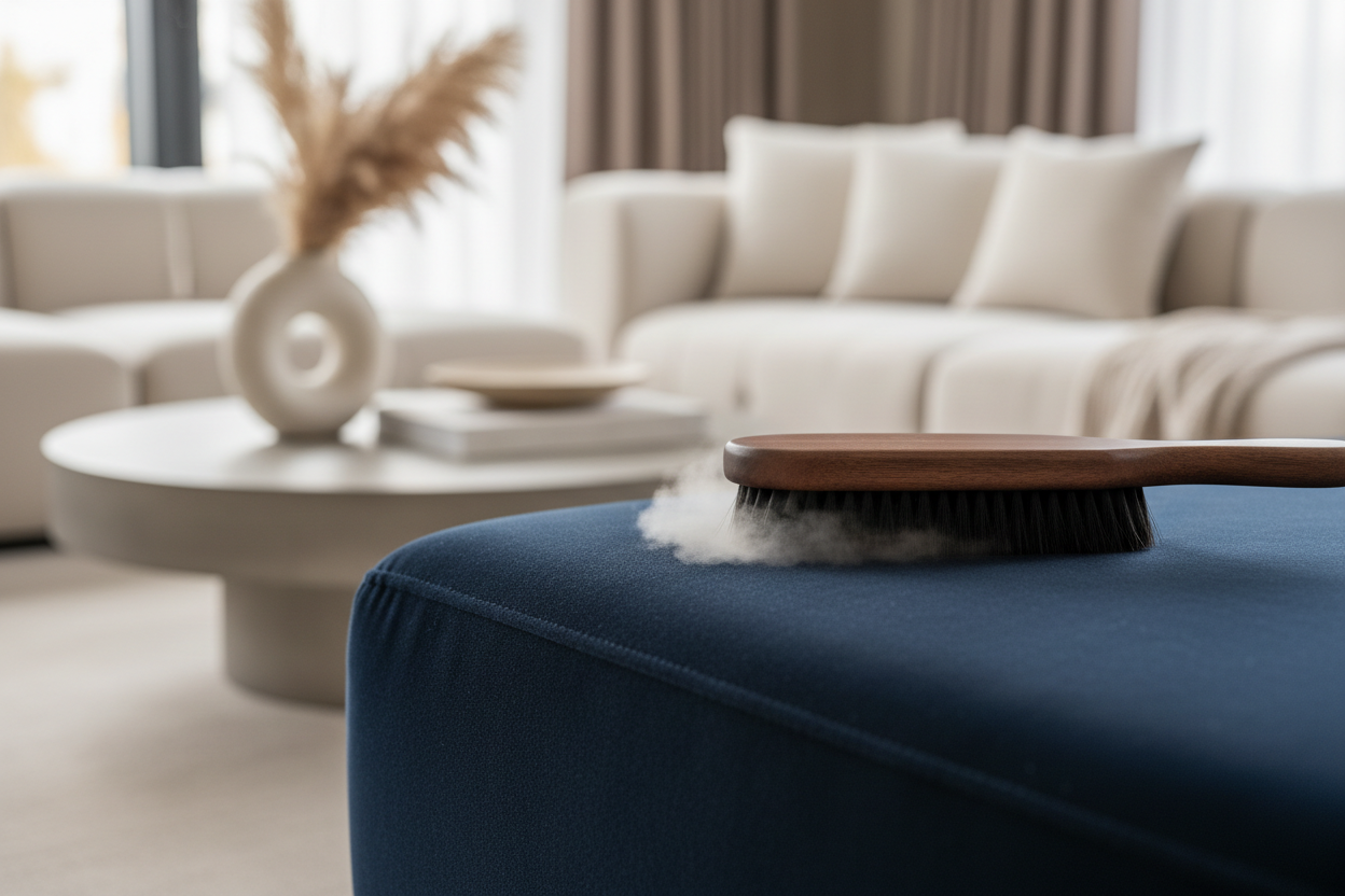 Spazzola su divano in velluto