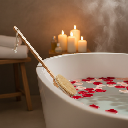 Spazzola sul bordo vasca con candele