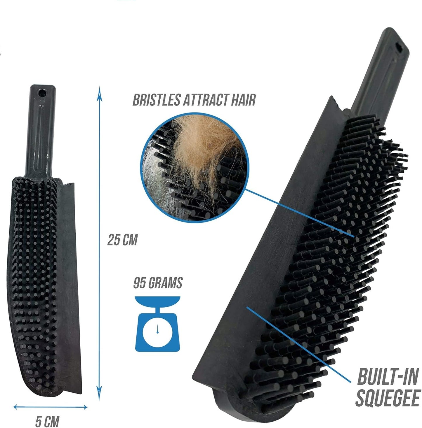 Spazzola Rimuovi Peli  Doppio Lato 27cm TPR Lavabile Riutilizzabile