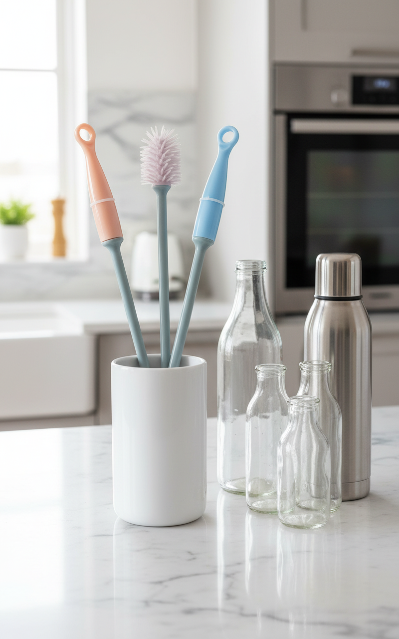 Spazzole colorate in portaspazzole