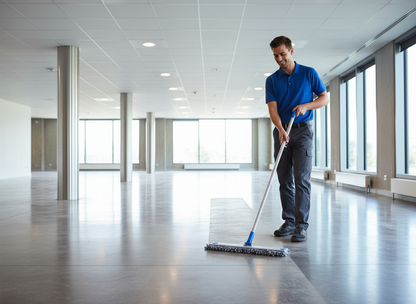 Spazzolone in azione su pavimento commerciale