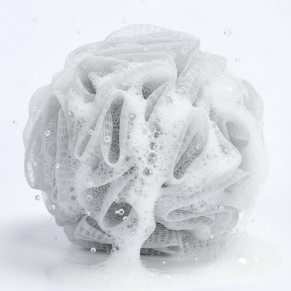 Spugna con schiuma e bolle