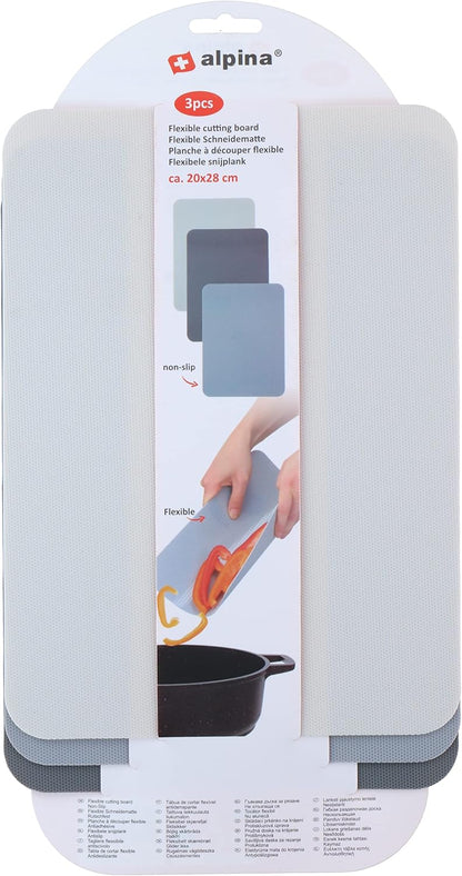 Set 3 Taglieri Flessibili Alpina Antiscivolo 20x28cm - Lavabili in Lavastoviglie
