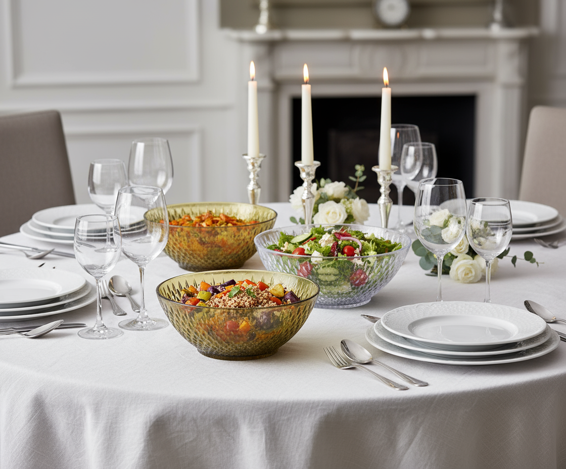 Tavola elegante con insalate