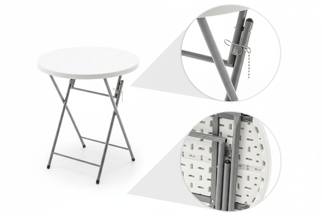 Tavolo Pieghevole da Giardino Rotondo 110cm - Bianco per 6 Persone