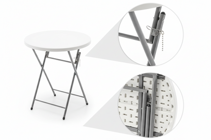 Tavolo Pieghevole da Giardino Rotondo 110cm - Bianco per 6 Persone