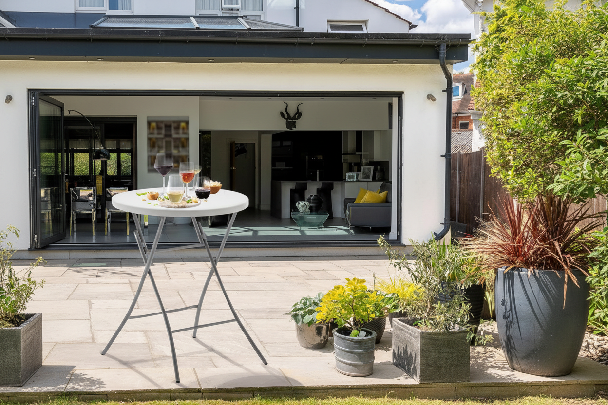 Tavolo Pieghevole Giardino Rotondo 110cm Bianco 6 Persone