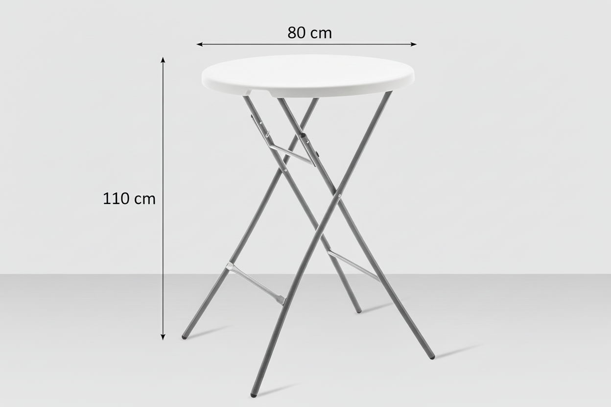 Tavolo Pieghevole da Giardino Rotondo 110cm - Bianco per 6 Persone