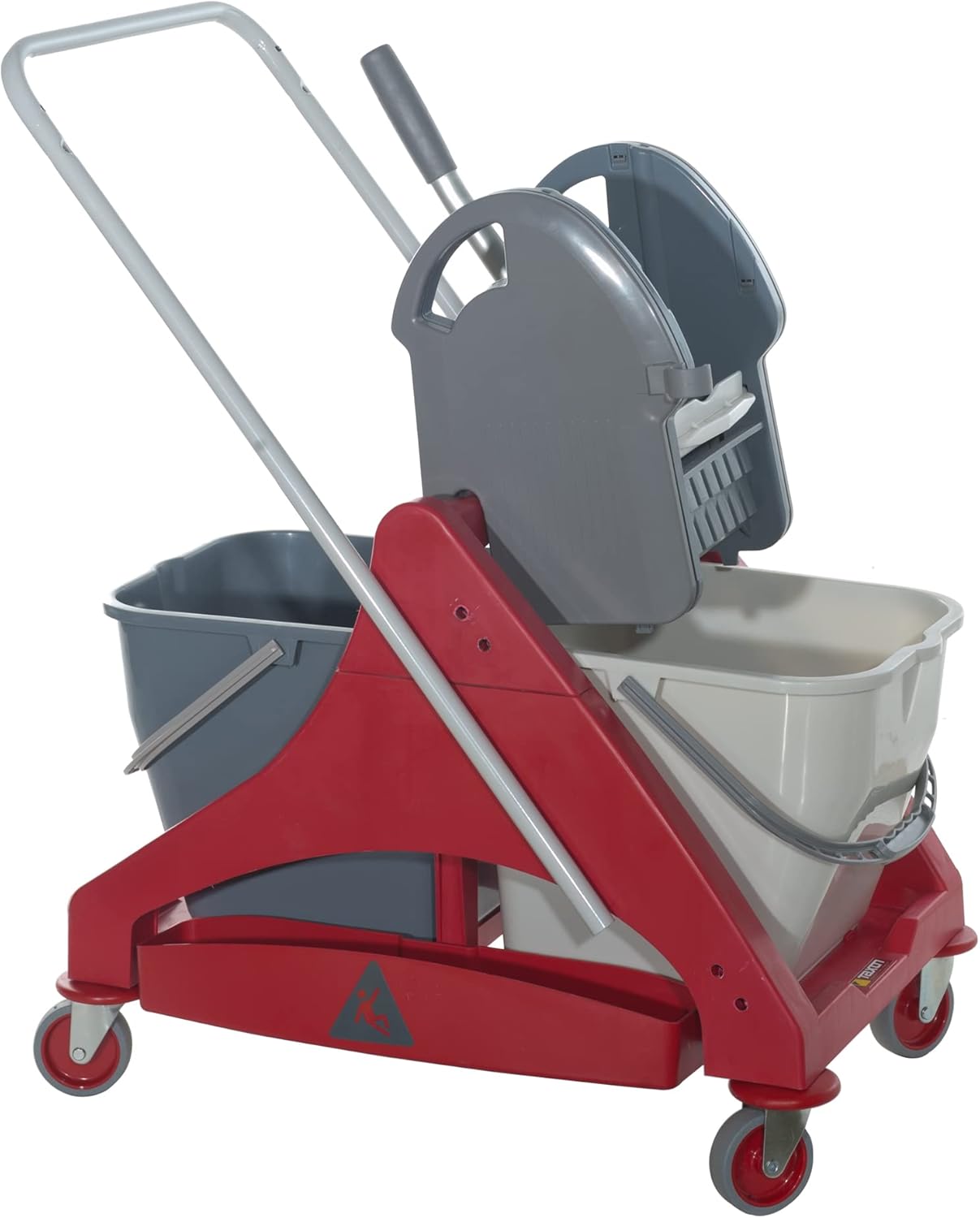 Fercasashop Rectangular Plastic Cart - 2 x 25 Lt Buckets, Wringer, Rilsan Handle, 4 Wheels - Ideal for Cleaning Floors at Home and in Public Places