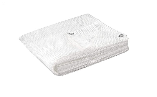 Fercasashop White Mesh Tarpaulin 200x300 cm with Eyelets - Covering and Protection for Outdoor Furniture, Privacy and Insulation for Camping - Furniture Cover