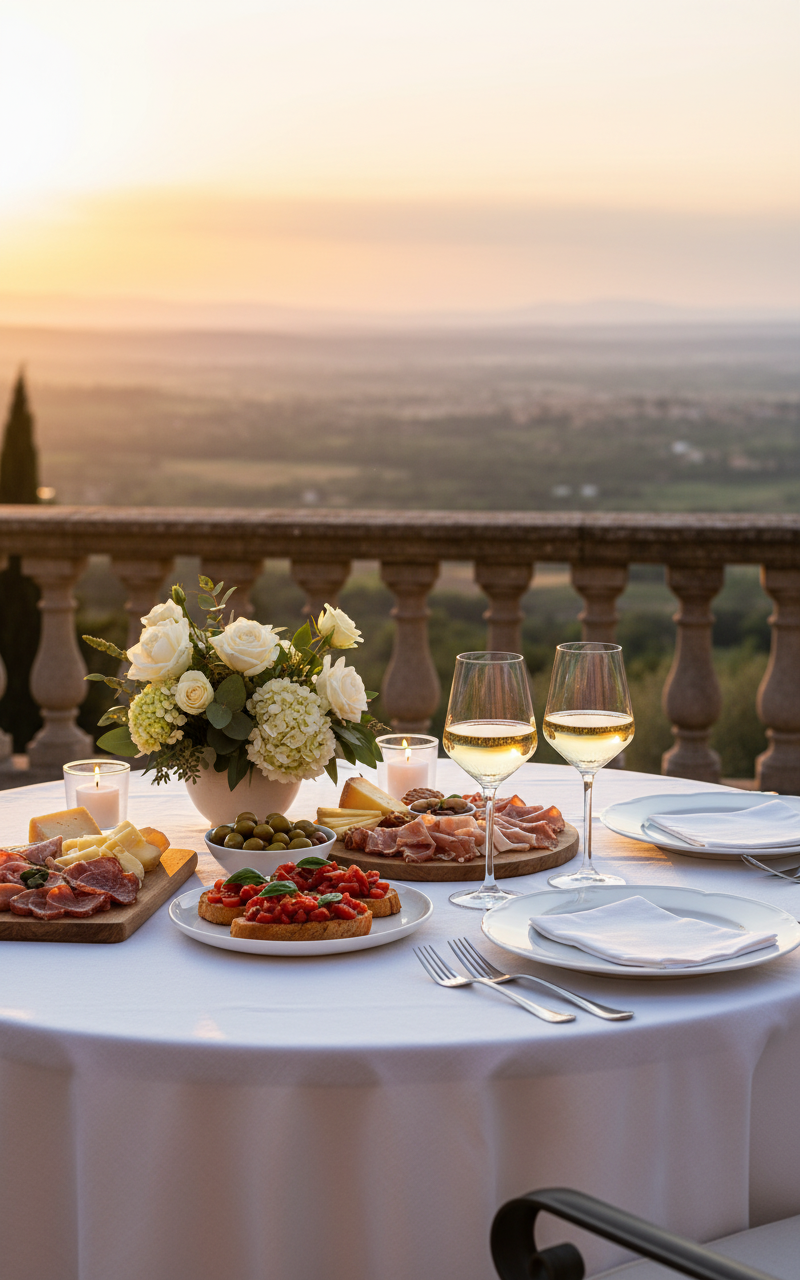 Terrazza elegante al tramonto