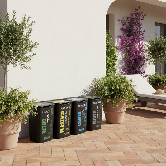 Terrazzo mediterraneo con pattumiere