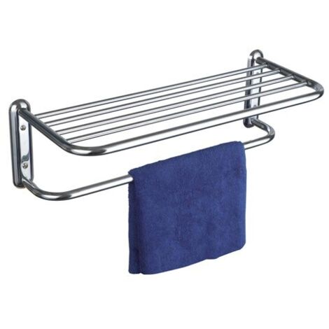 Porte-serviettes mural pour salle de bain, étagère à serviettes à 6 barres, acier chromé, étagère gain de place