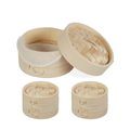 Chinese Bamboo Steamer, 1-3 Tier Steamer Basket for Rice &amp; Vegetables, Ø 13.5 cm, Natural