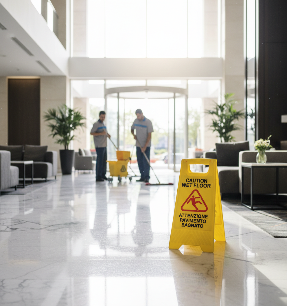 Cartello Pavimento Bagnato Wet Floor Giallo Professionale