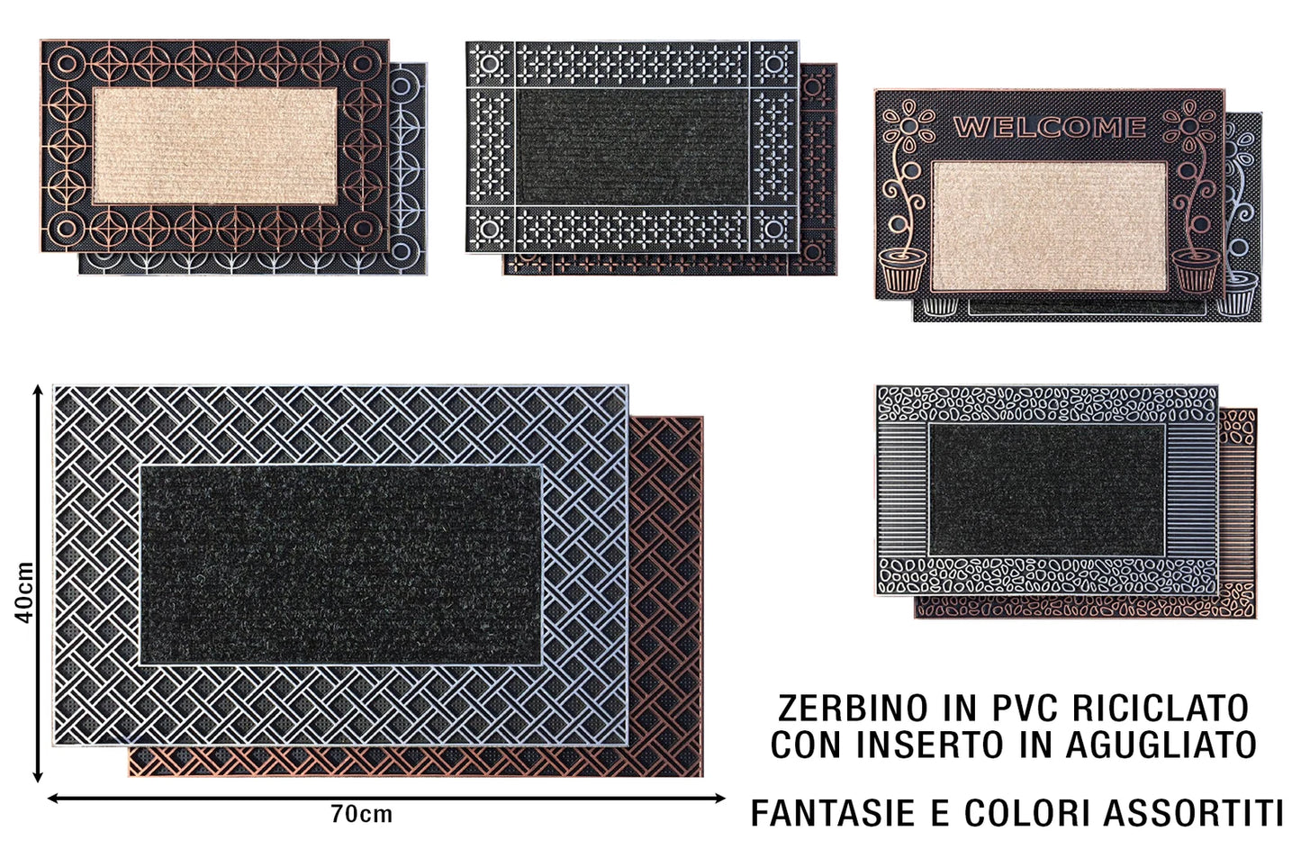 Zerbino Combi Ecologico 45x70 cm - PVC Riciclato con Inserto Agugliato REDS